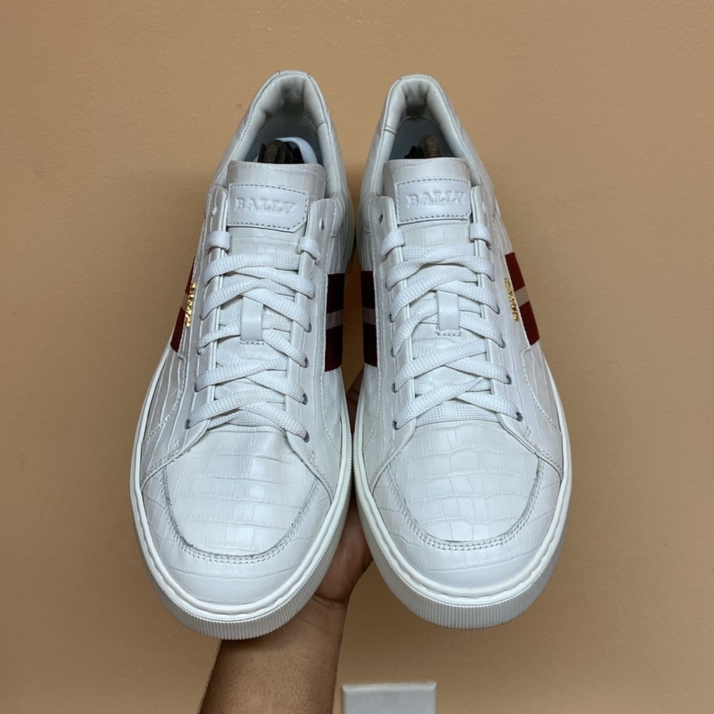 BALLY Moony Croc Embossed Leather Sneakers - Picture 3 of 17
